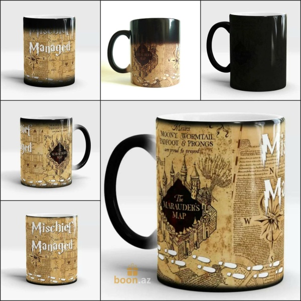 Кружка хамелеон из Гарри Поттера "Карта мародеров"